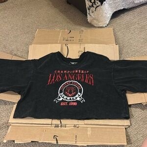 small black LA crop top , color washed style shirt